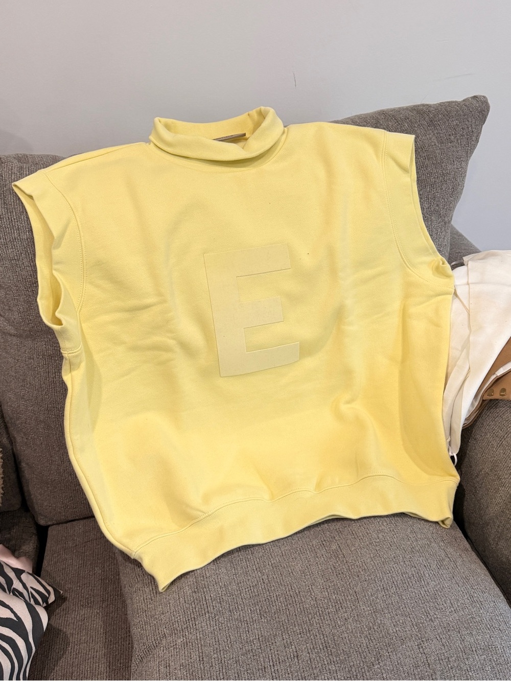 Essentials Yellow Sleeveless Mock-Neck Sweat Top